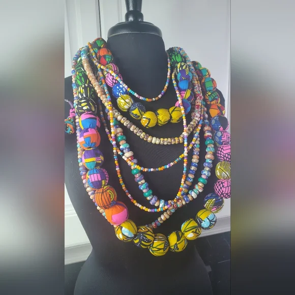 SASSY JONES Asante Colorful Beaded Necklace Set - Picture 2 of 10